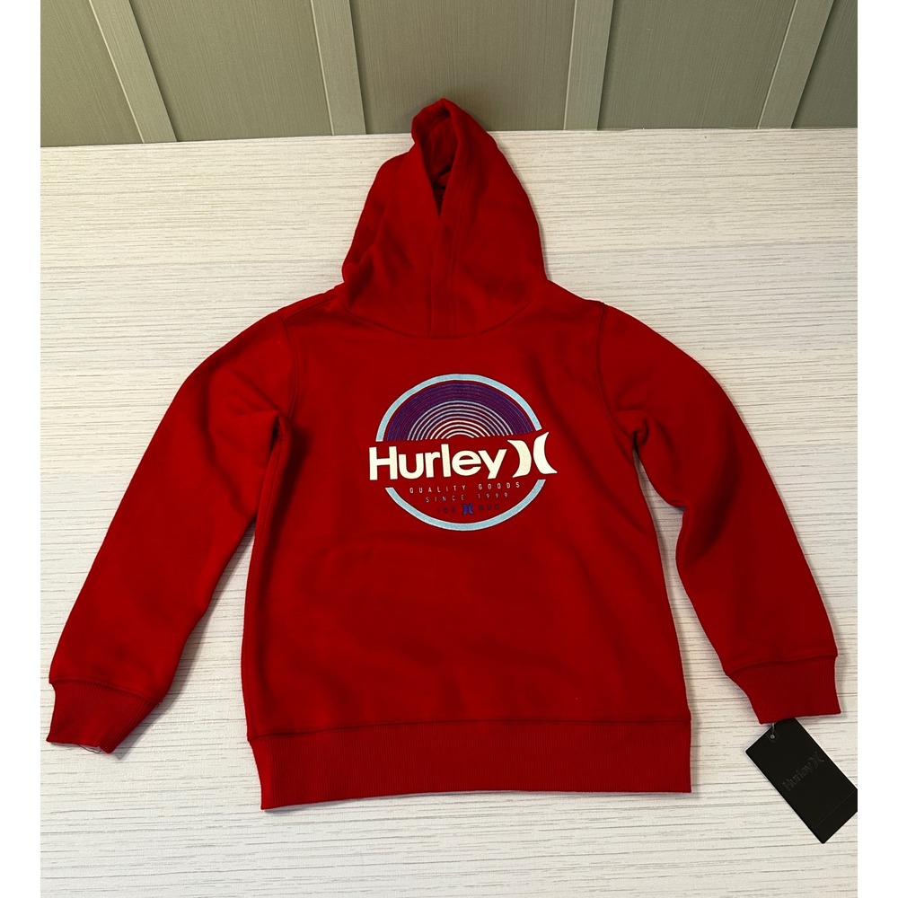 Hurley Boys Gym Red Graphic Logo Pullover Hoodie Size 7 886247-R78